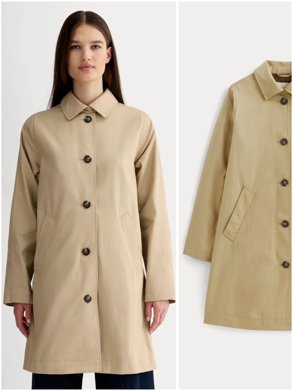 Everlane The Mac Coat Large Cornstalk Tan Organic Cotton Trench Jacket NWT